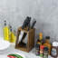 9-Slot Acacia Wood Knife Block – Solid Wood Countertop Cutlery Holder Stand with Open Frame