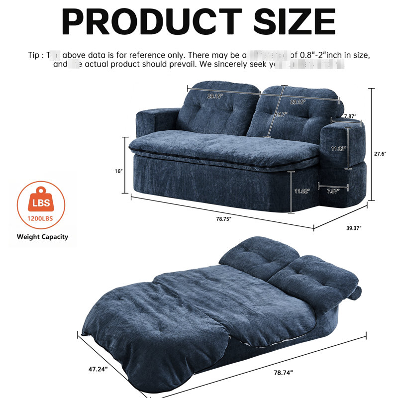 Upholstered 48.13 " Linen Sofa Bed