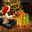  3pcs Lighted Nestable Gift Boxes Christmas Decoration