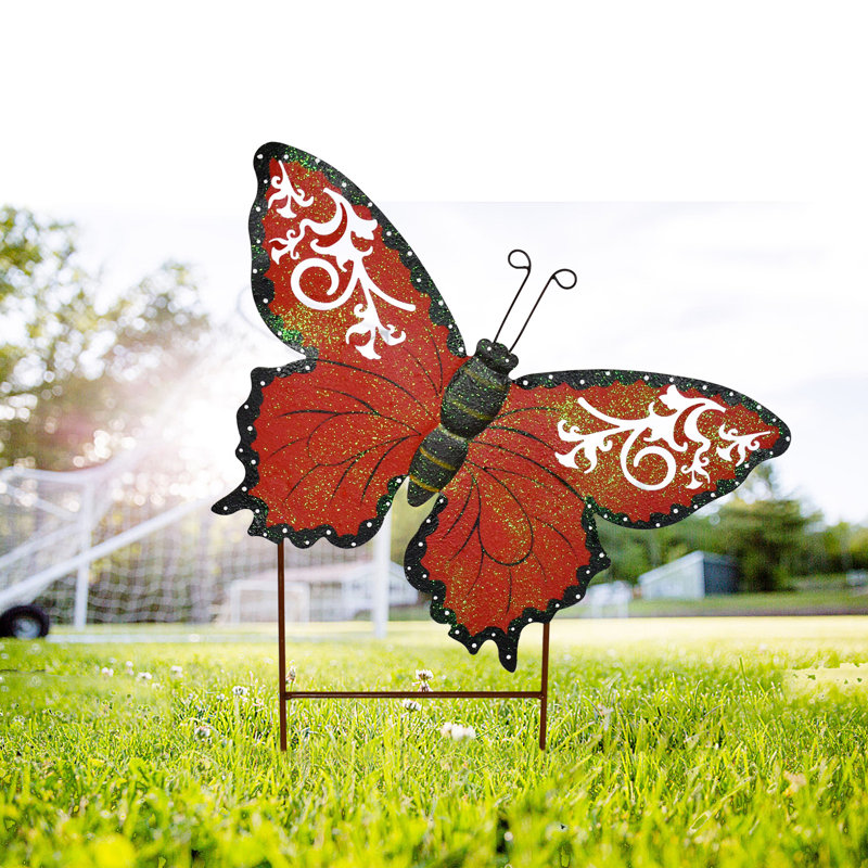 Piquet de jardin en métal 18,5 pouces, Rouge