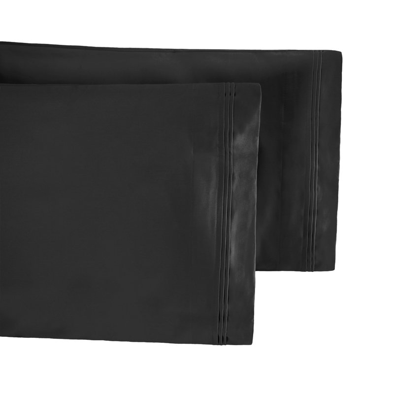 Aldin 650 Thread Count Egyptian-QualityCotton Solid Color Pillowcase Set, Black, King