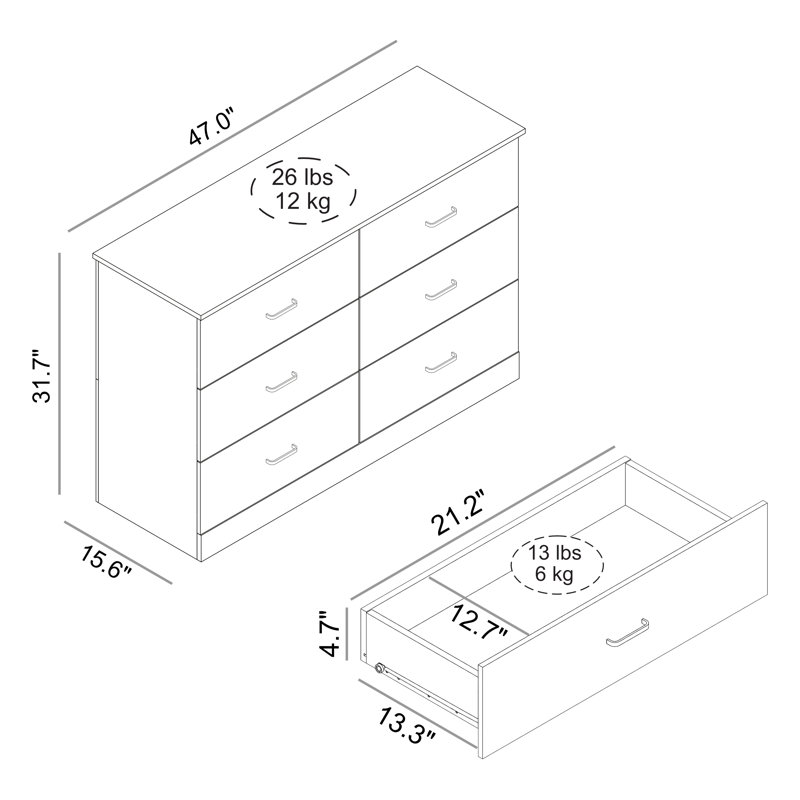Allyannah 47.0'' W 6 - Drawer Dresser
