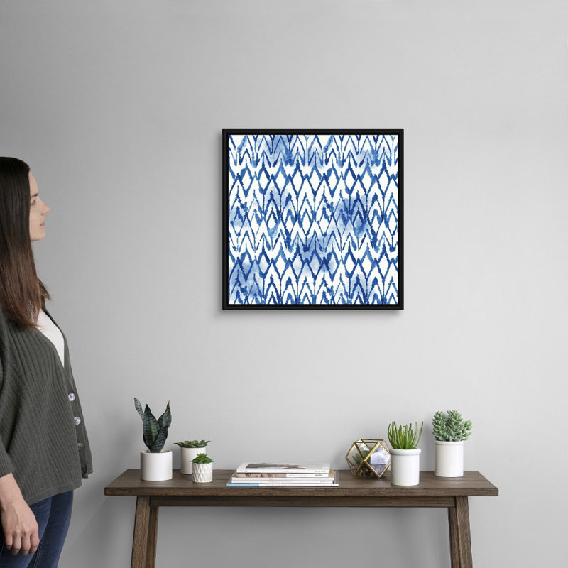 Ornement indigo clair par Aimee Wilson-reproduction d’art sur toile, H 22 po x l 22 po x P 1,75 po, Cadre noir
