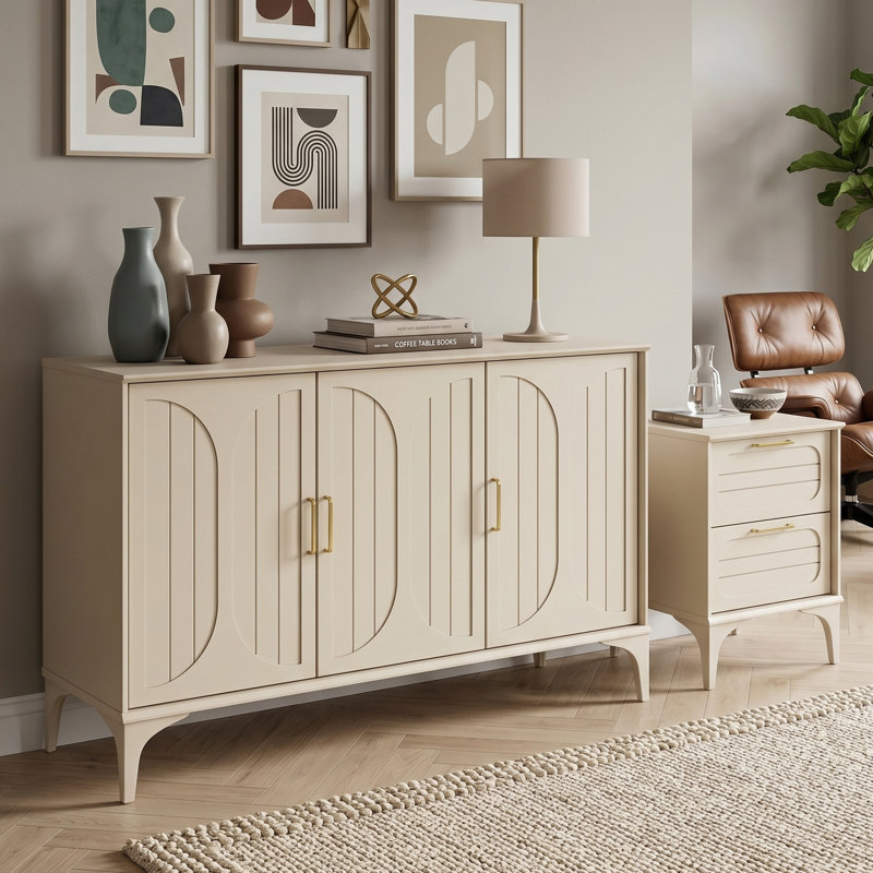 Harrington Bedside Table With Sideboard Storage Set , Natural