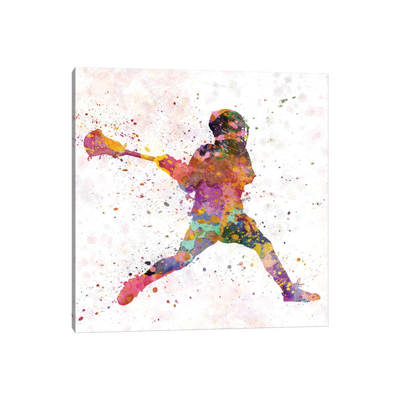 «Lacrosse Man Player III» par Paul Rommer - impression d'art graphique, H 12 po x l 12 po x P 1,5 po, Toile tendue