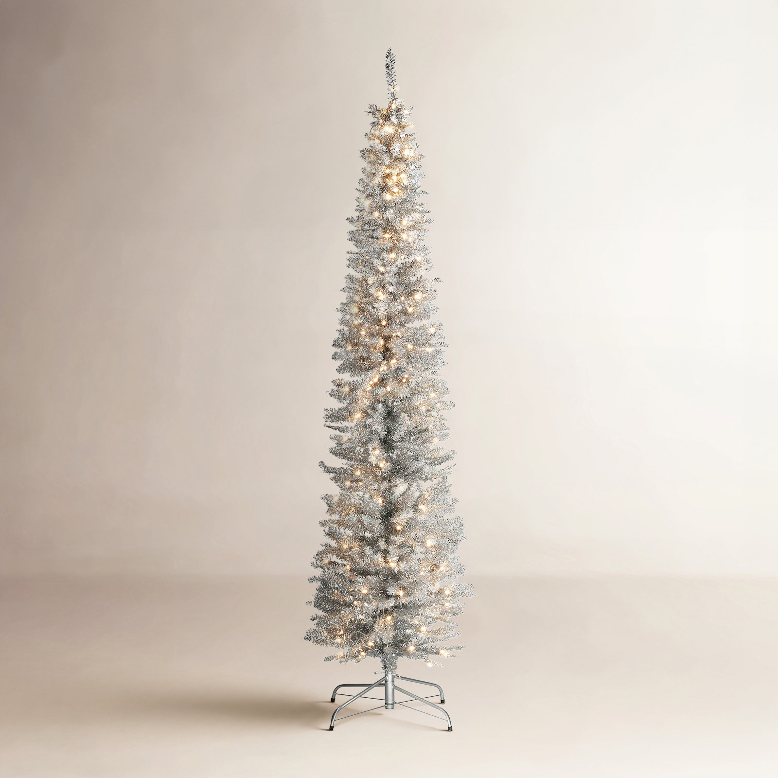 Silver Pre-Lit Pine Christmas Tree, 7'