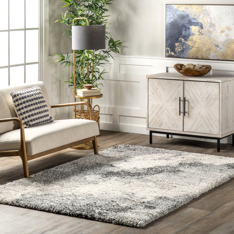 Sidonie Abstract Clouds Shag Area Rug, Rectangle 6'7" x 9'