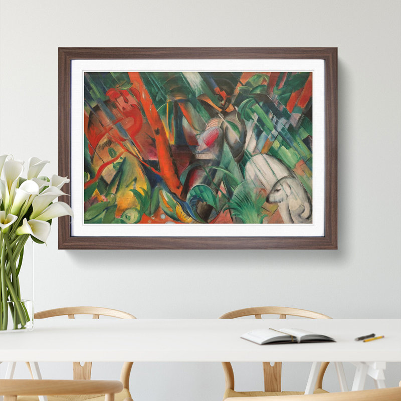 In the Rain by Franz Marc - Picture Frame Painting, 27cm H x 36cm W x 2cm D, Walnut