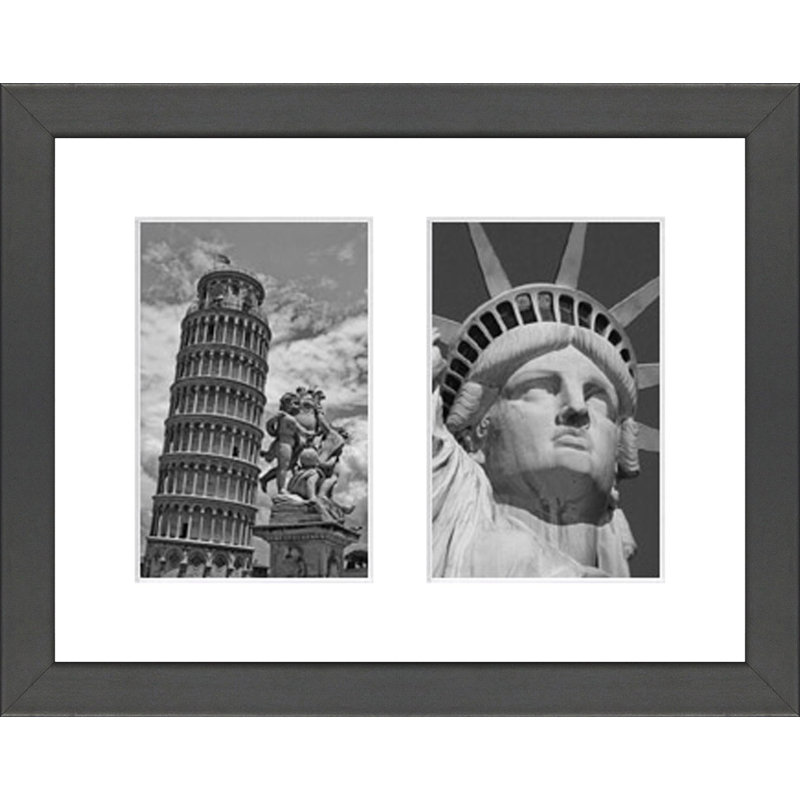 Lesh Wood Shadow Box Picture Frame with Mat, Dark Grey