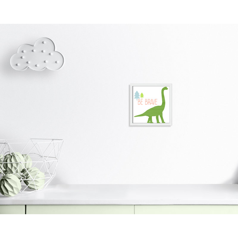 Dino Brave 1 ', art encadré, 12" H x 12" W x 1.18" D, Encadré de boîte blanc