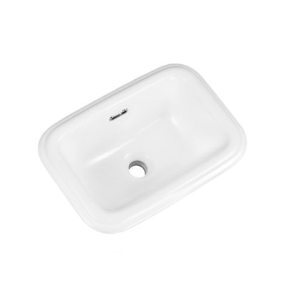 KARAMAG Rectangular 18 Inch Small Drop-in Bathroom Sink Semi-Recessed Easy Installation with Overflow White
