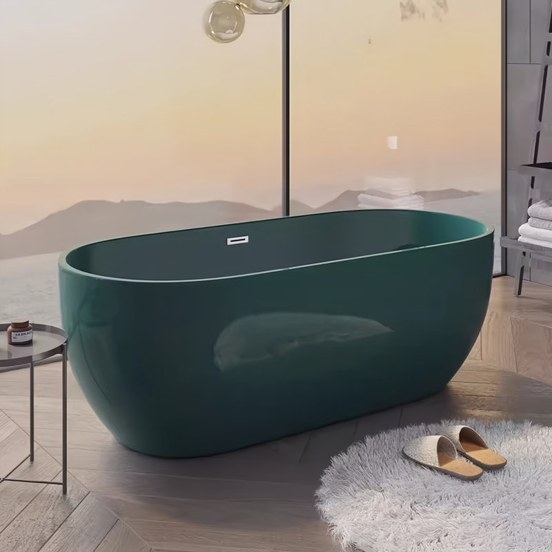 Ensemble de douche et baignoire incurvée incurvée l 62,99 po x H 23,62 po, Vert