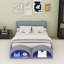 Grand lit plateforme tapissier avec double grotte pour chat à DEL, tissu résistant aux égratignures-436504930