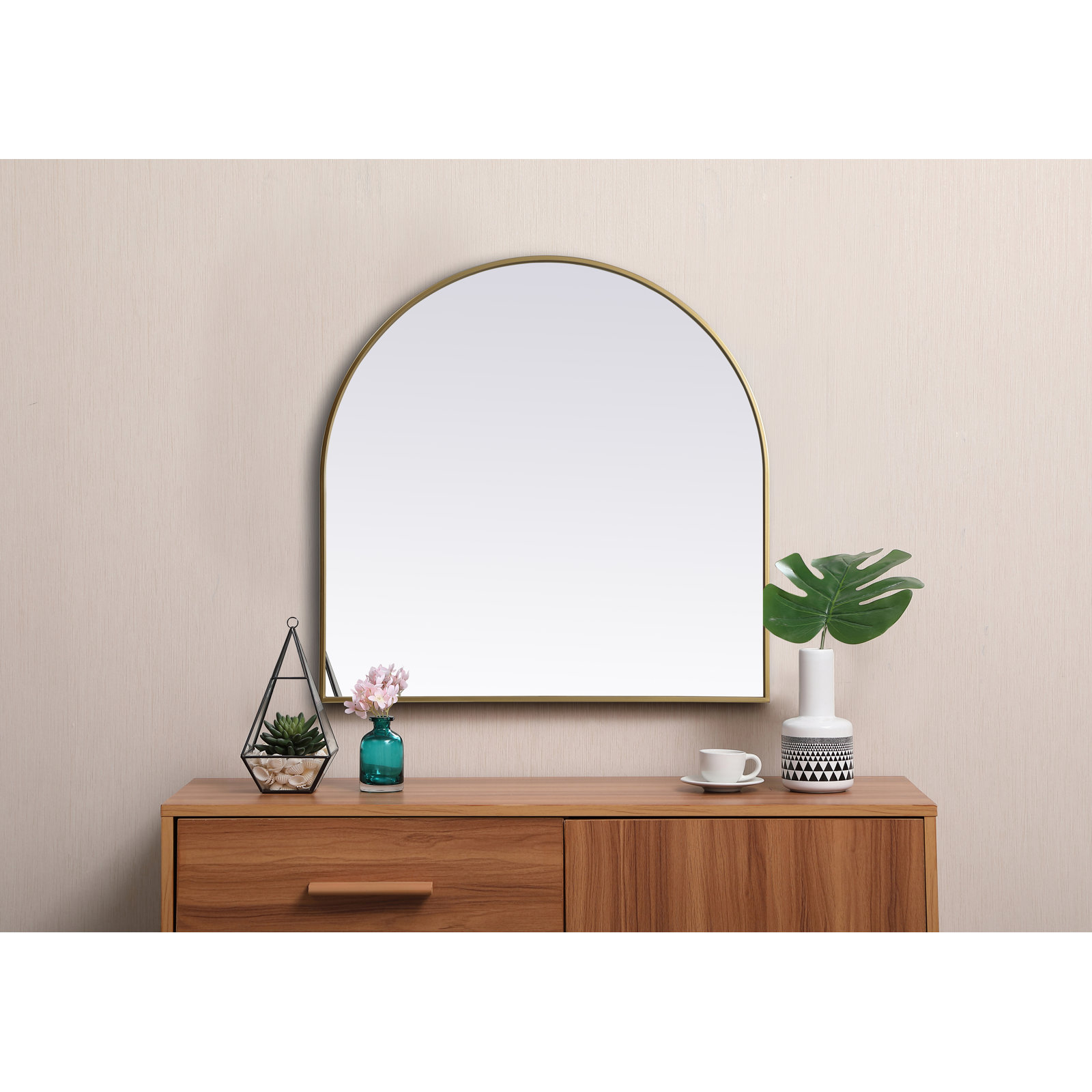Sabine Metal Arch Wall Mirror, Brass, 36" x 36"