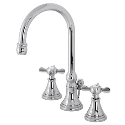 Kingston Brass Essex Two-Handle 3-Hole Deck Mount Widespread Bathroom Faucet with Brass Pop-Up Drain