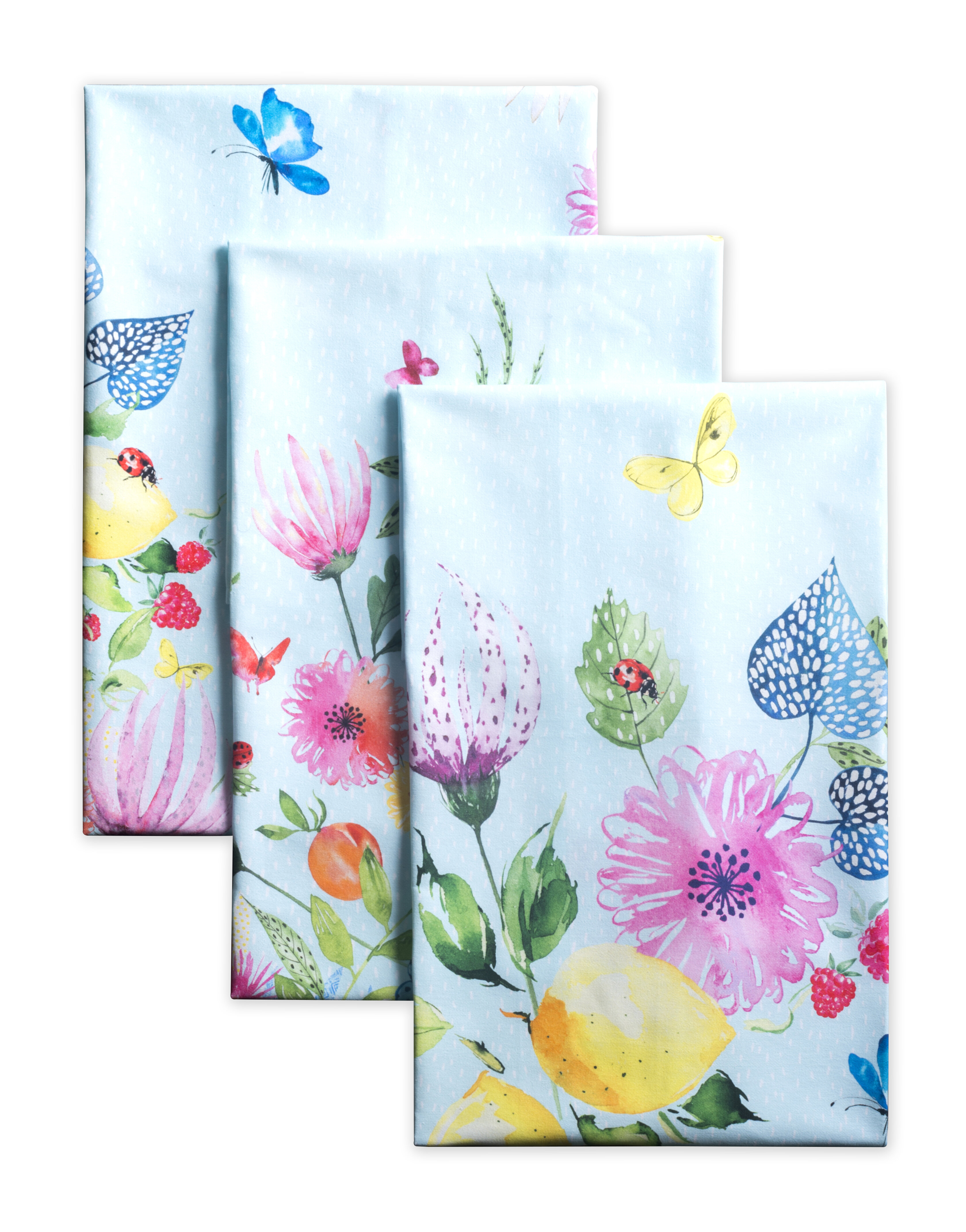 Martha Stewart 4-Pack Cotton Floral Any Occasion Kitchen Towel in