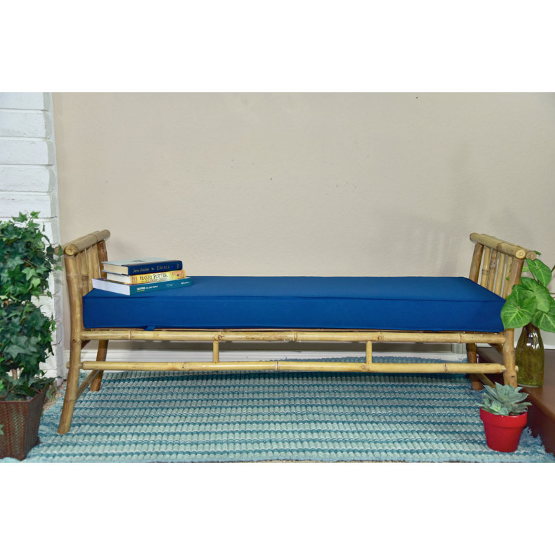 Roden 63'' Wide Bamboo Patio Daybed with Cushions, Navy