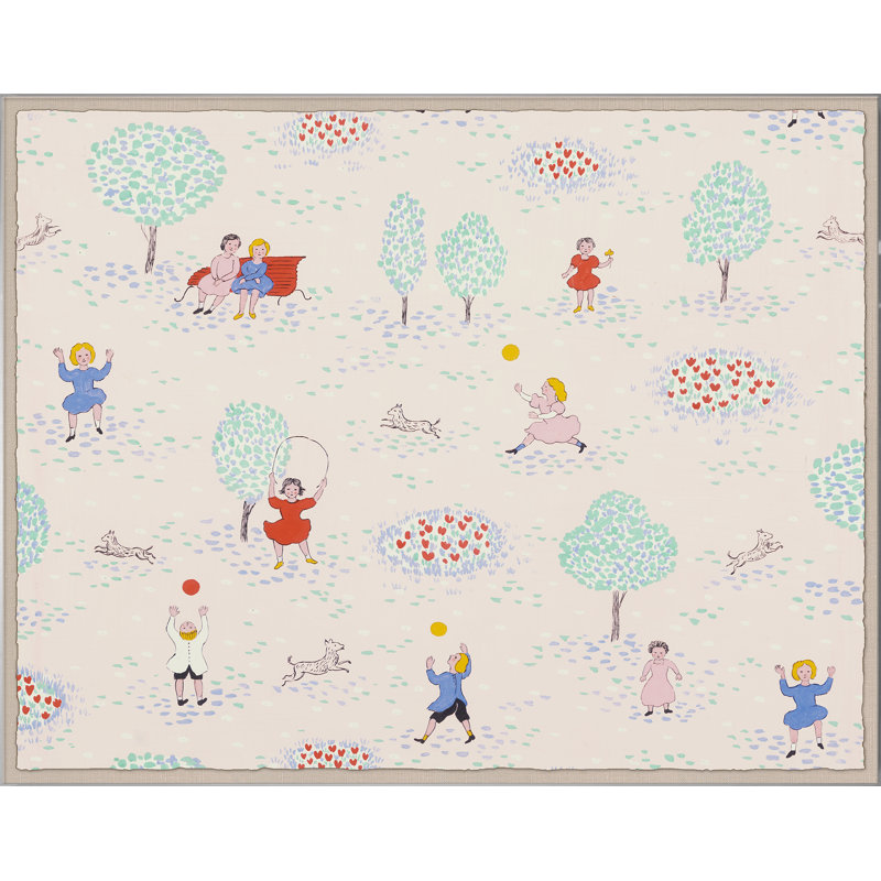 Playing In The Park Print by Paule Marrot, 44" H x 56" W x 1.25" D, Acrylic Box
