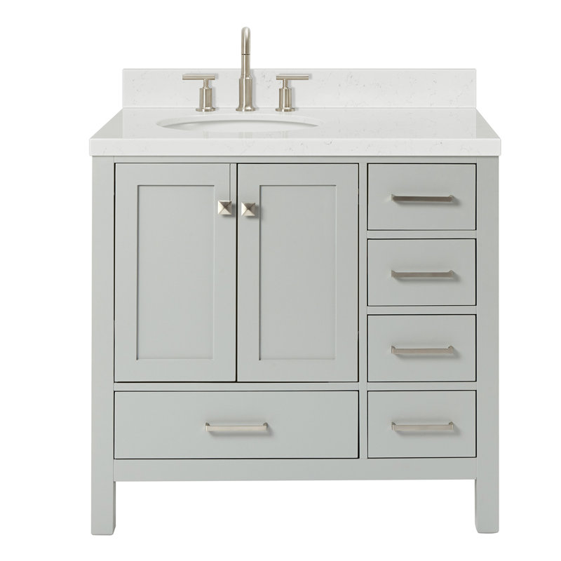  Meuble-lavabo simple 36 po avec comptoir en quartz 36 po, Gris
