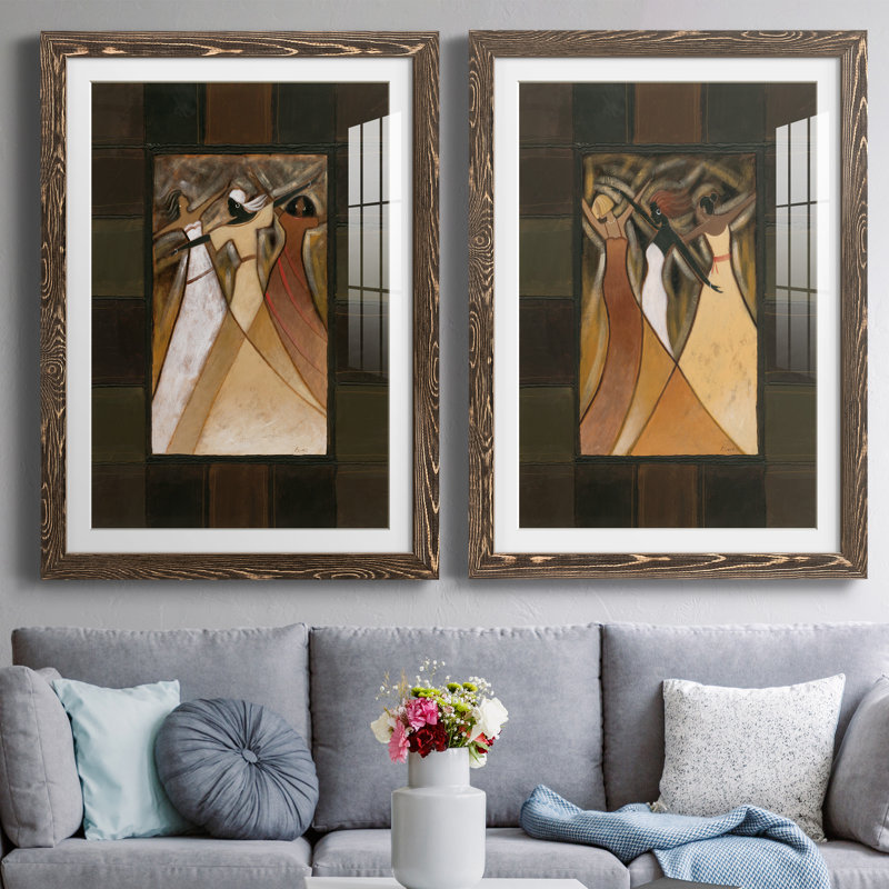 Divine Grace I - ensemble de 2 peintures encadrées, H 37,5 po x l 55 po x P 1,5 po, Encadré de bois de noyer