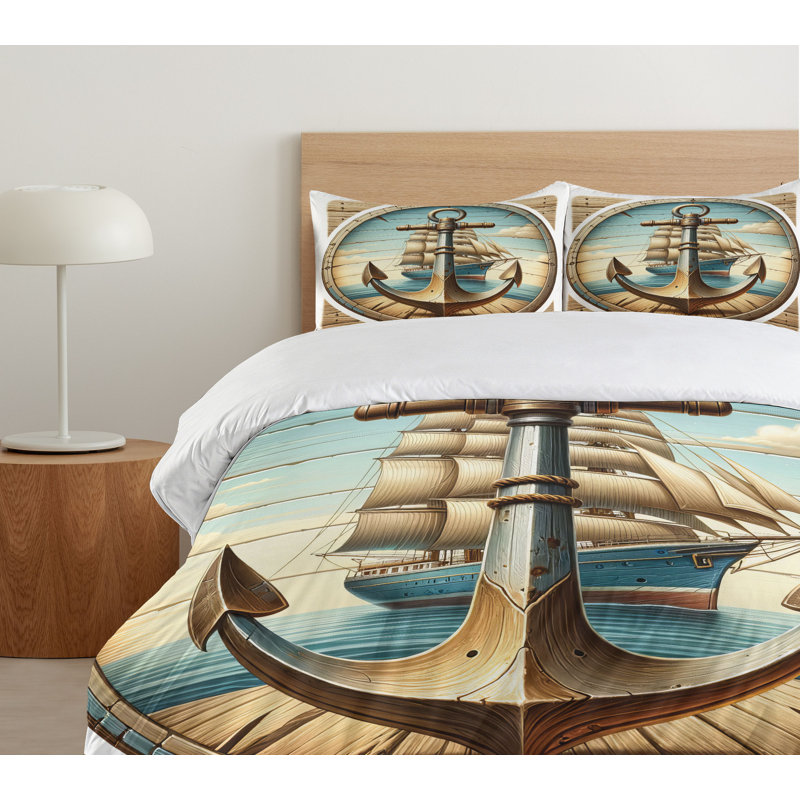 Nautical Duvet Cover, California King Duvet Cover + 2 Standard Shams