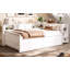 Lit de jour simple avec lit gigogne, structure de lit de jour en bois avec tiroirs de rangement, tablettes latérales et bureau-1854581033-1854581039