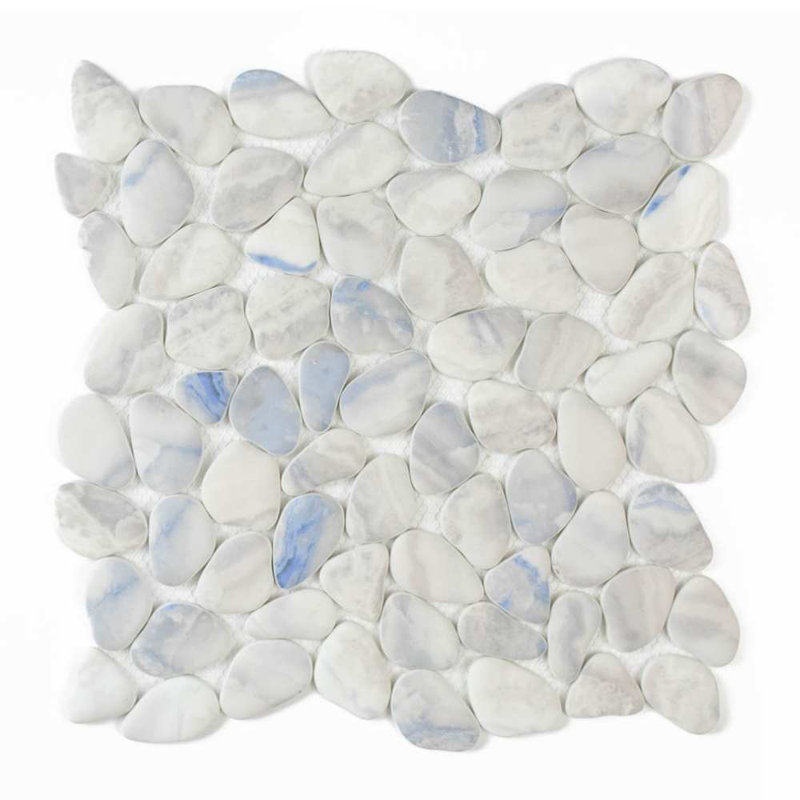 Huron Glass Pebbles Mosaic Tile, Blue