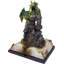 Figurine médiévale avec un dragon vert perché sur un château de DEL