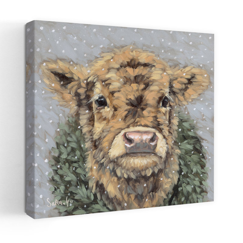 Jour de neige contemporain à la ferme 1 avec art fantaisiste hivernal, H 18 po x l 18 po