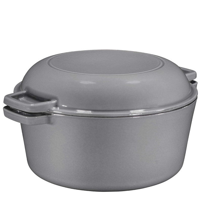 Generic 5 Quarts Non-Stick Cast Iron Round Dutch Oven, Grey