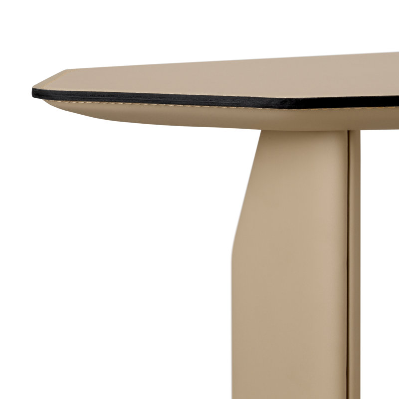 Side Table Maurizio Faux Leather, Light Brown