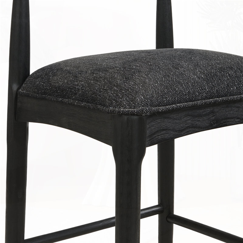 Tabouret de bar en bois, Tabouret de bar (siège d'une hauteur de 30,5 po), Siège noir / structure en bois
