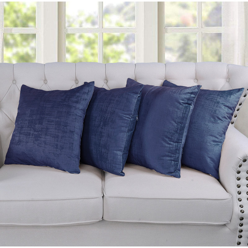 Square Cushion Cover, Navy Peony