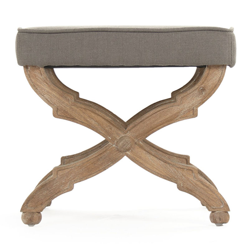 Elof Upholstered Bench, 16" H x 20" W x 18" D, Gray/Brown