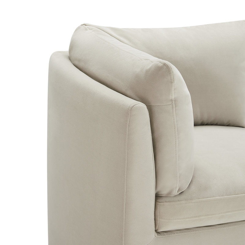 Chaise de coin rembourrée avec roulettes cachées Alayaa Performance, Velours performance plage Bella