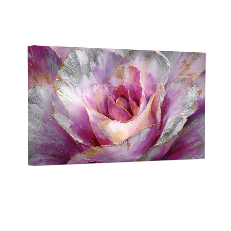 Plantes et fleurs rose mauve avec des accents dorés et des teintes douces, H 24 po x l 36 po