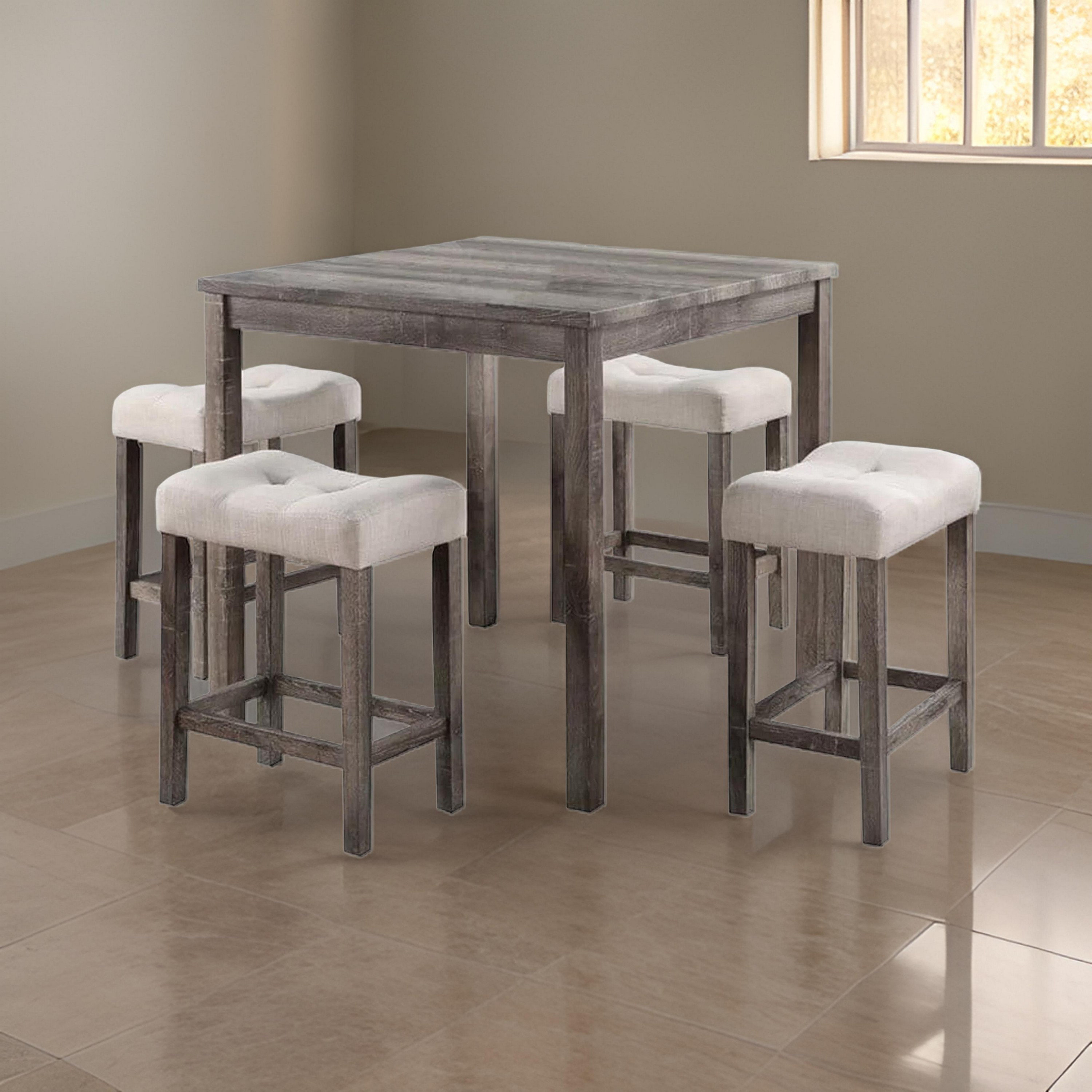 Red Barrel Studio 5 Piece Counter Height Table Set With 4 Stools, Beige ...
