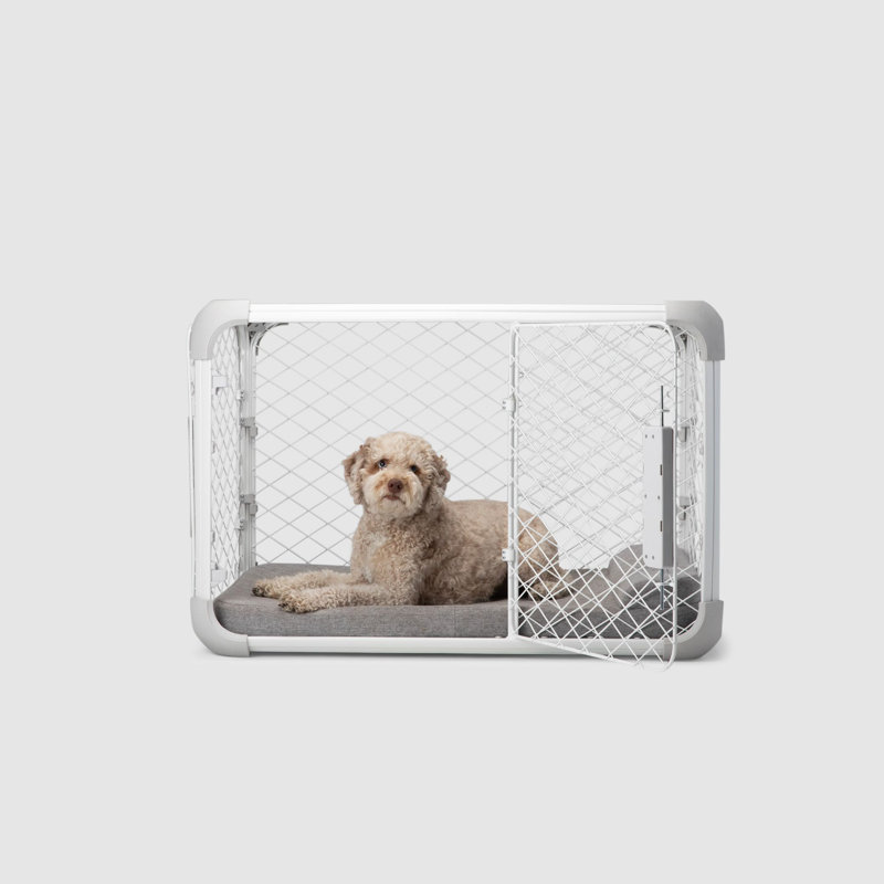 Medium White Modular Dog Crate with Playpen Mode
