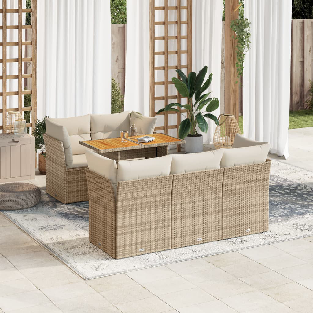 6-Tlg. Garten-Sofagarnitur Mit Kissen Poly Rattan