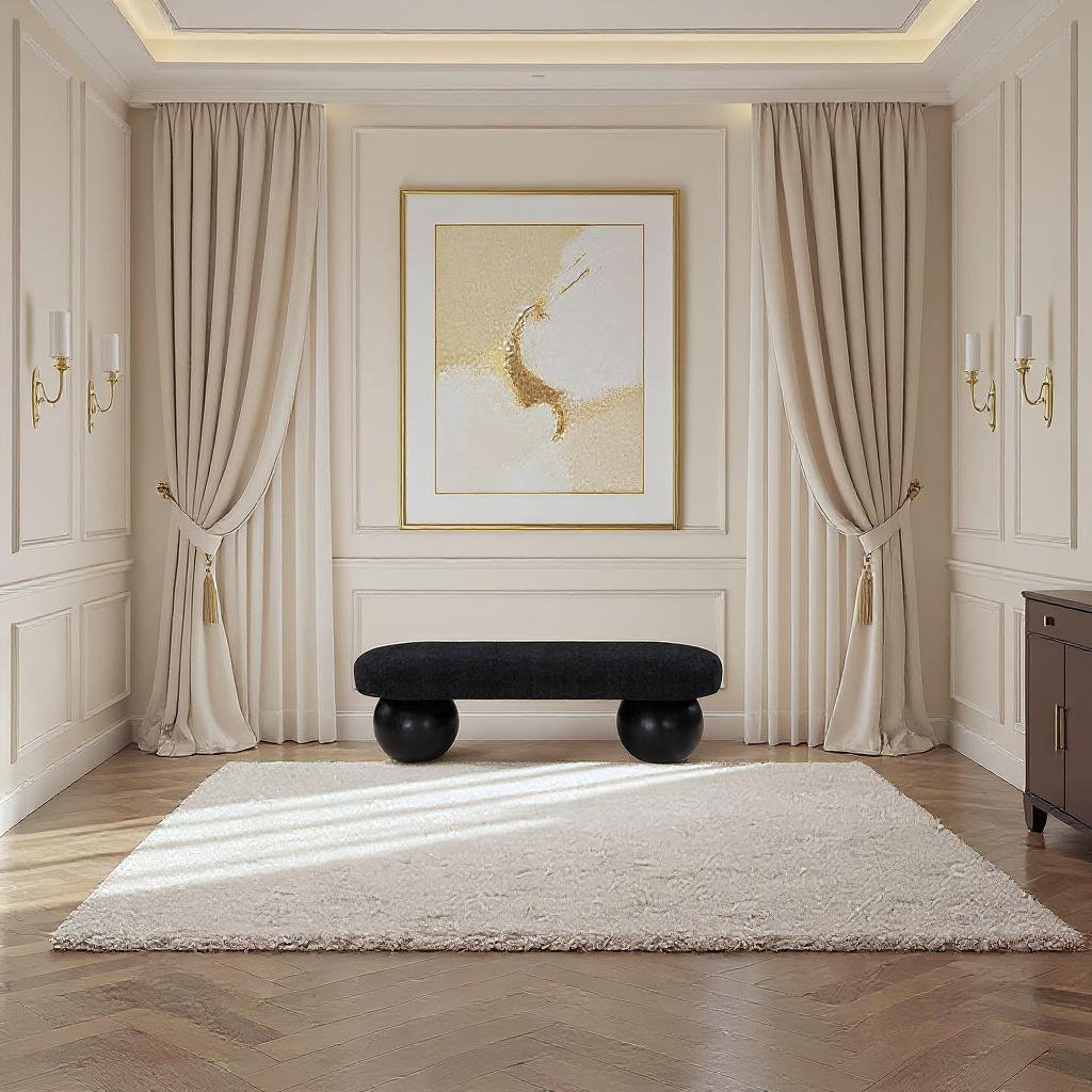 Bowie 60" Bedroom Bench, Black, Black