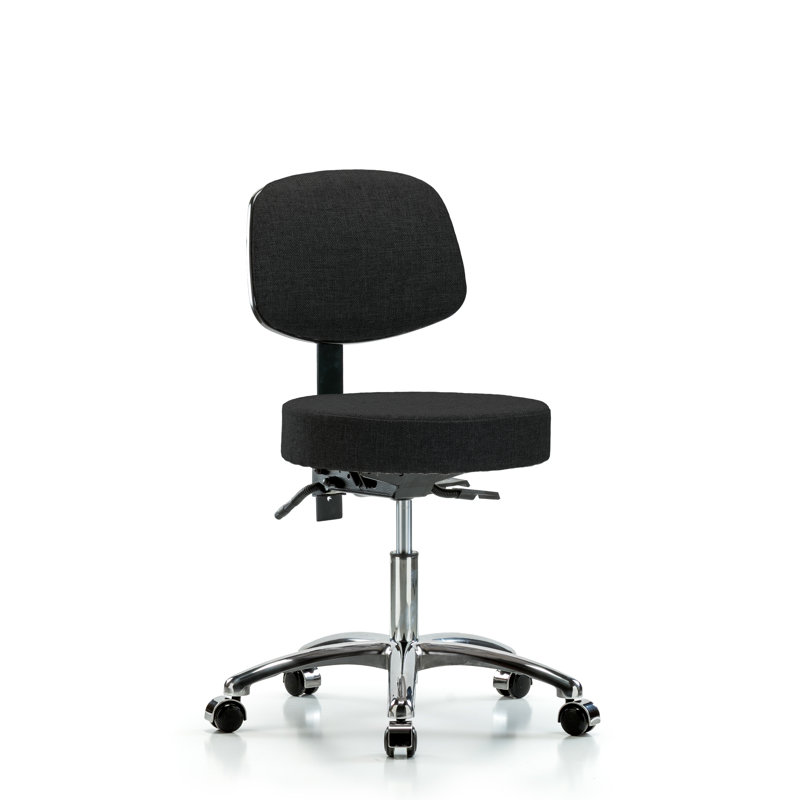 Backed Adjustable Height Ergonomic Active Stool, Black, Casters, 19.25"