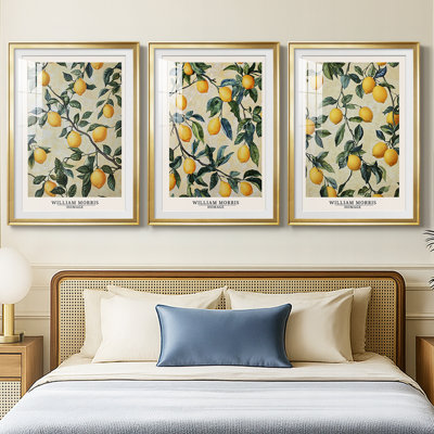 WM MORRIS Series DCXXVII  -Custom Framed  Premium Print W Matt - 3 Pieces