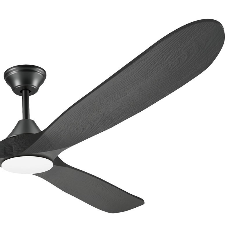 3-Blade Indoor Smart Ceiling Fan with Light and Remote/APP Control,3 LED Colors,6 Speed Quite DC Motor,Timer, Black, 70" Wide