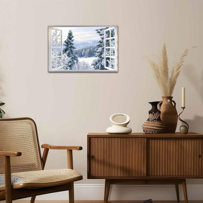 «Winter Wonderland», art mural sur toile, arbre d'hiver et paysage enneigé pour la décoration de salon