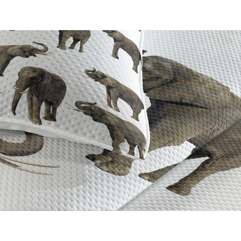 Elephant Rustic Coverlet, King Bedspread + 2 Shams