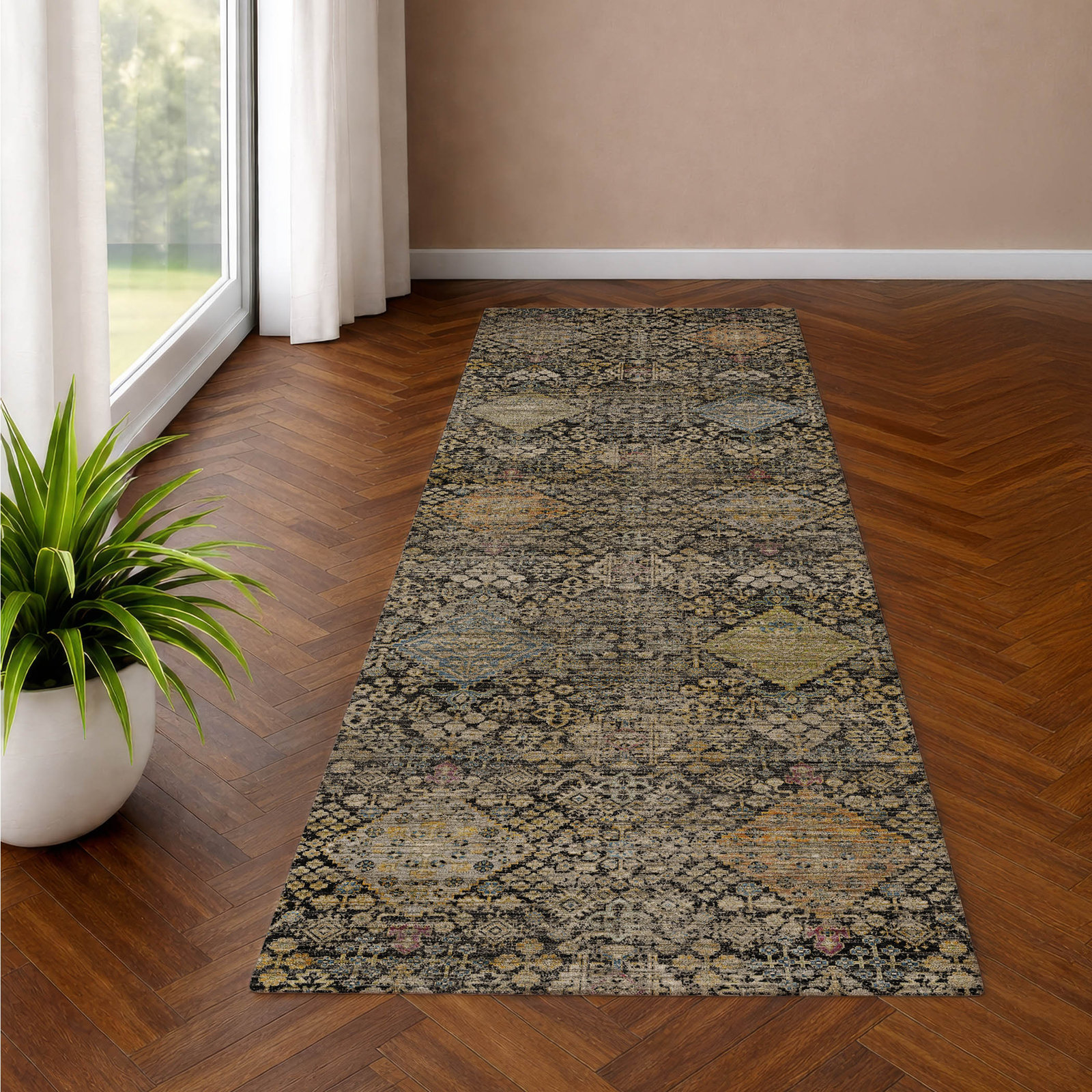 Rug, Black, 2'3" x 7'6" Runner
