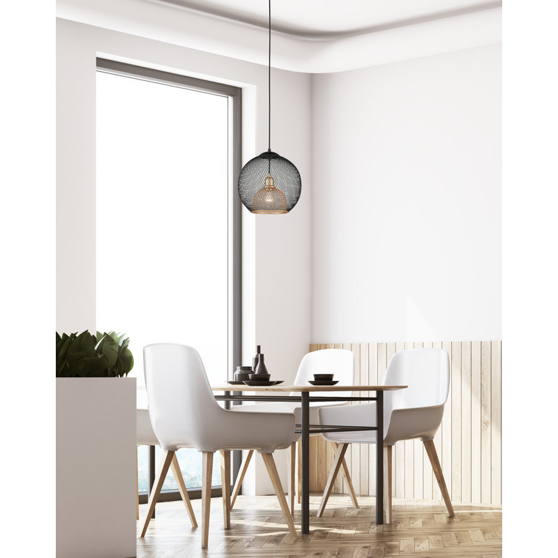 1 - Light Single Globe Pendant, 11.5" H x 12" W x 12" D, Black/Gold