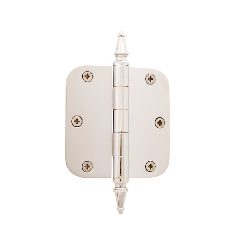3.5'' x 3.5'' Brass Butt Bearing Hinge, Polished Nickel