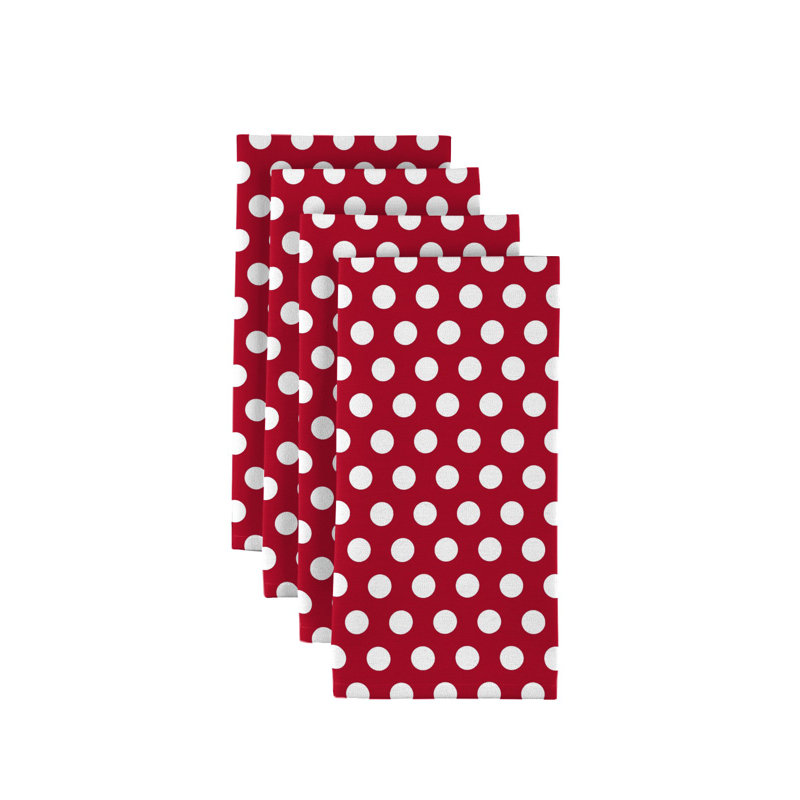 Polyester Polka Dots Square Napkin, Red