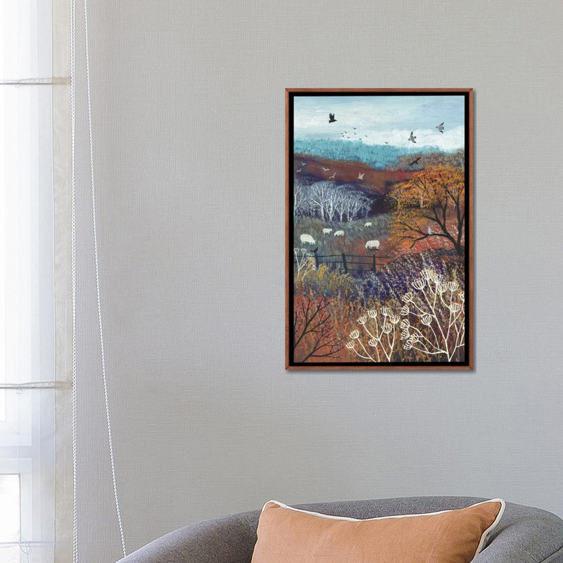 "Couleurs d’automne" par Jo Grundy, reproduction d’art, Pas de tapis, Toile avec cadre en bois brun classique
